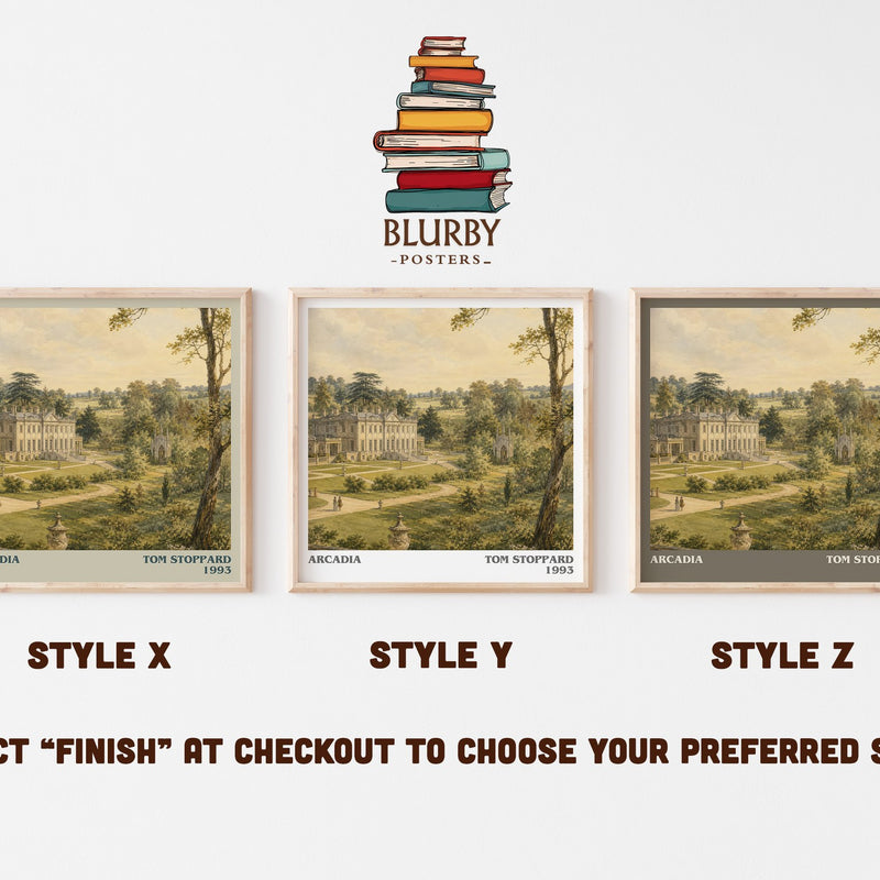 Arcadia literary print in frame leaning in hallway – literary fiction wall art
