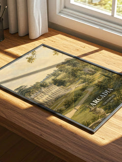 Arcadia watercolour book poster framed on wall – literary fiction wall art