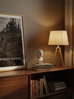 Riddley Walker watercolour print on bookshelf – Russell Hoban fan gift