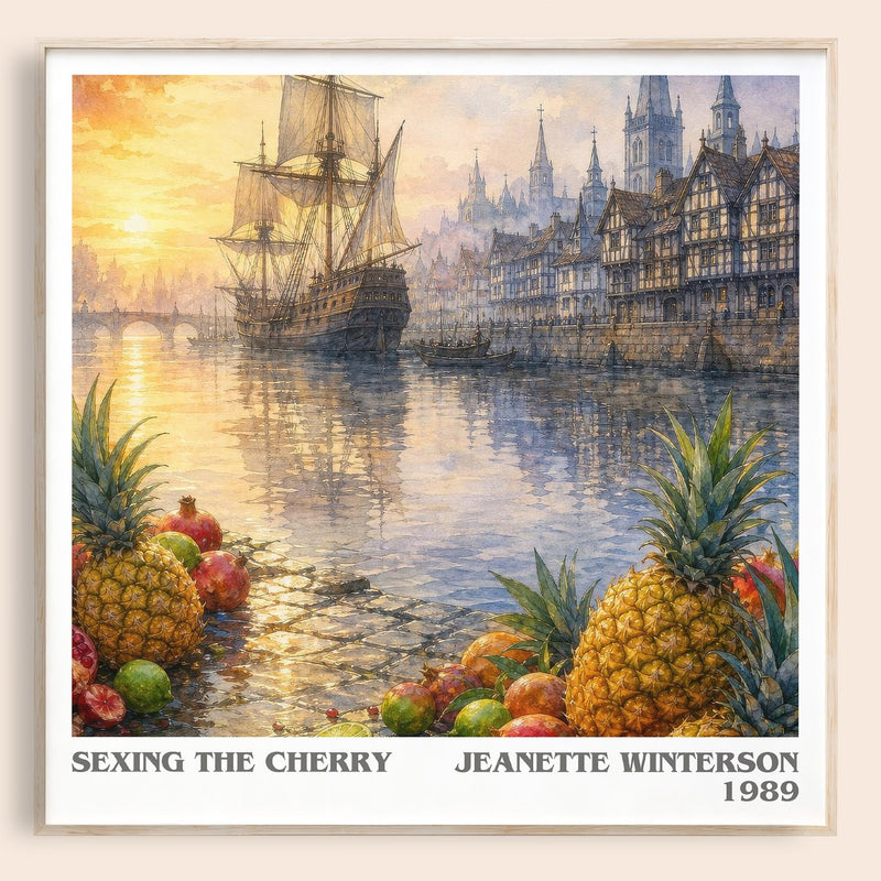 Sexing the Cherry literary book poster by Jeanette Winterson – framed literary art print