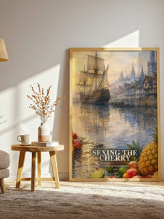 Sexing the Cherry watercolour print in frame leaning in hallway – literary fiction wall art