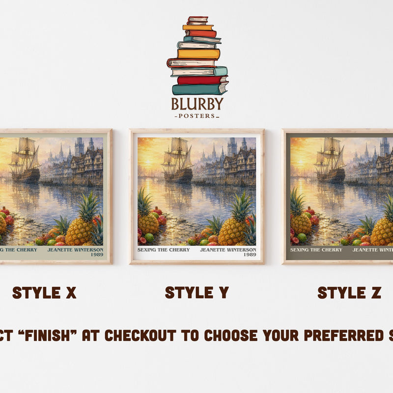 Sexing the Cherry literary print in frame leaning in hallway – literary fiction wall art