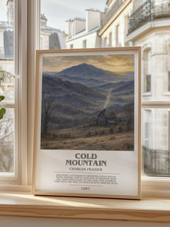 Cold Mountain Bookish Wall Art by Charles Frazier – framed print by a bright window