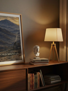 Cold Mountain watercolour print on bookshelf – Charles Frazier fan gift
