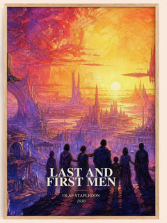 Last And First Men watercolour book poster by Olaf Stapledon – framed literary art print