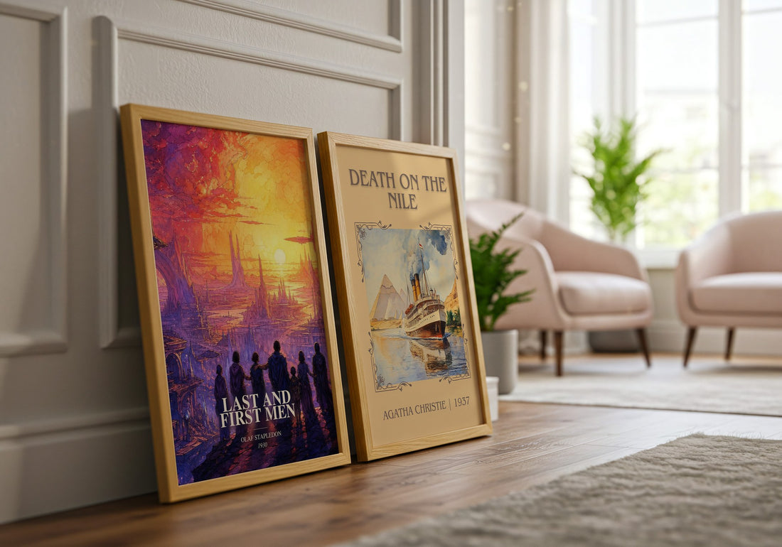 Last And First Men watercolour print framed by window – literary home decor