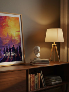 Last And First Men watercolour print on bookshelf – Olaf Stapledon fan gift