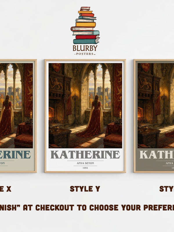 Katherine book cover print in frame leaning in hallway – historical fiction wall art