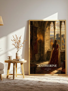 Katherine watercolour print in frame leaning in hallway – historical fiction wall art