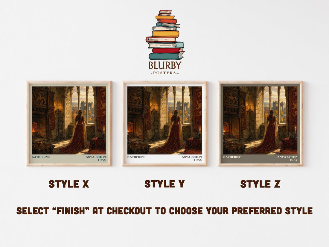 Katherine literary print in frame leaning in hallway – historical fiction wall art (mockup)