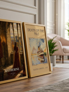 Katherine watercolour print framed by window – literary home decor