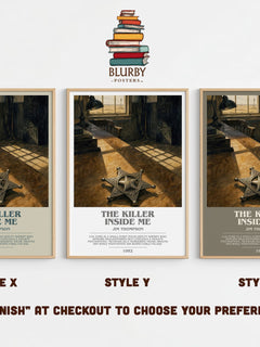 The Killer Inside Me Bookish Wall Art by Jim Thompson – Style X, Y and Z side by side – choose your finish