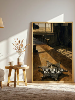 The Killer Inside Me watercolour print in frame leaning in hallway – crime wall art