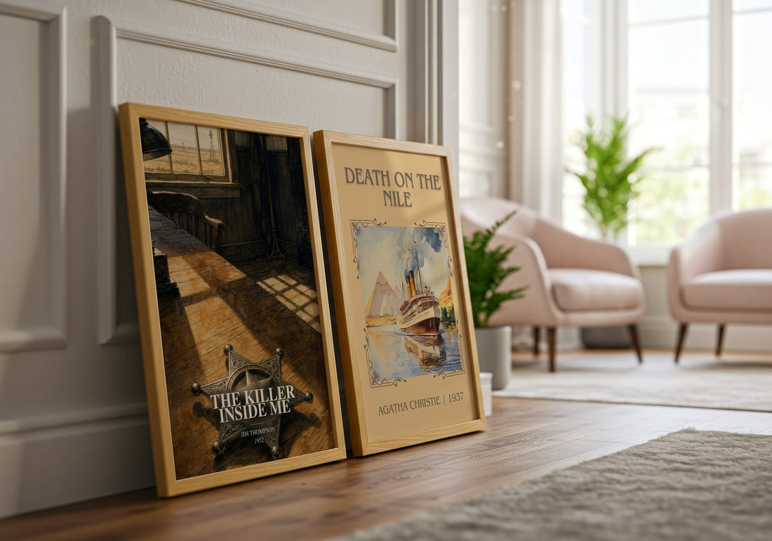 The Killer Inside Me watercolour print framed by window – literary home decor