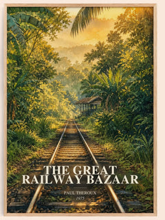 The Great Railway Bazaar watercolour book poster by Paul Theroux – framed literary art print