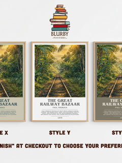 The Great Railway Bazaar Bookish Wall Art by Paul Theroux – Style X, Y and Z side by side – choose your finish