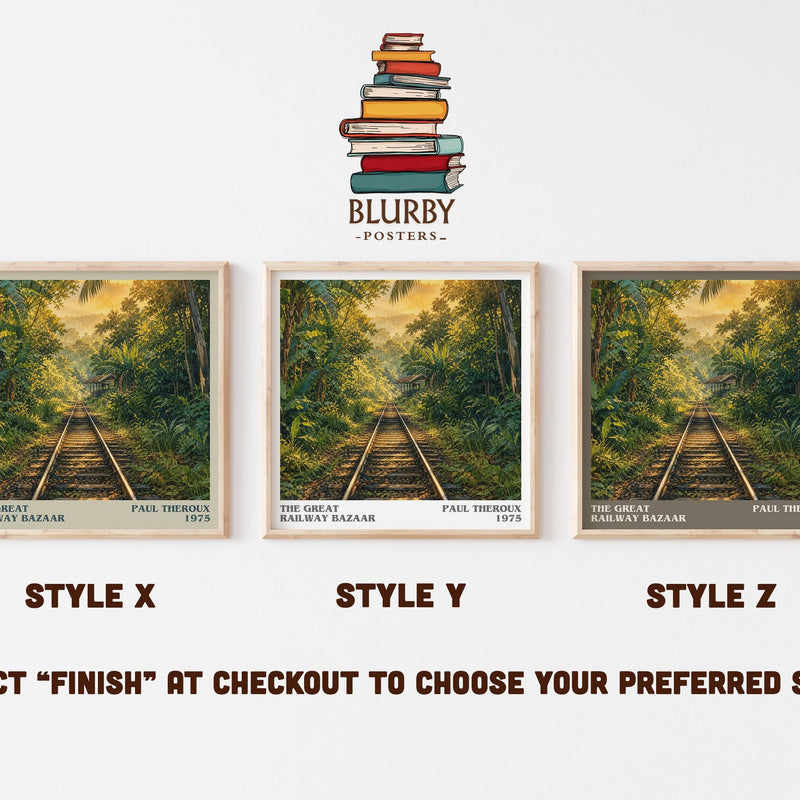 The Great Railway Bazaar literary print in frame leaning in hallway – non fiction wall art