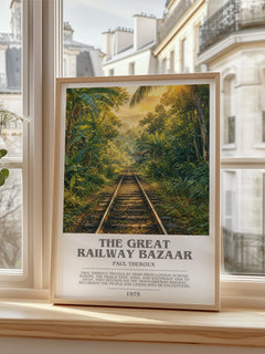 The Great Railway Bazaar Bookish Wall Art by Paul Theroux – framed print by a bright window