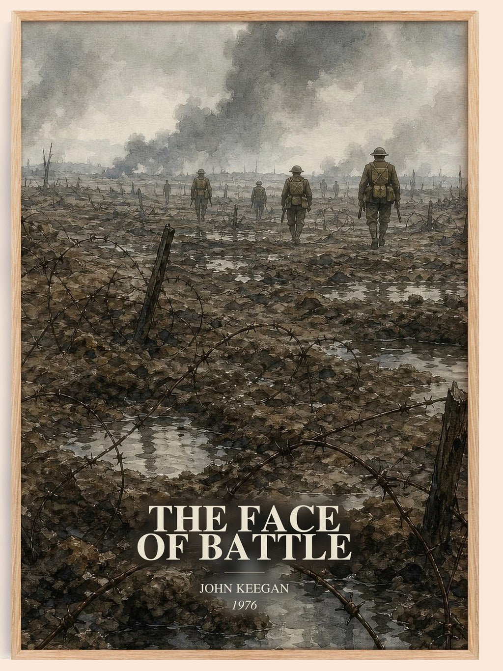 The Face of Battle watercolour book poster by John Keegan – framed literary art print