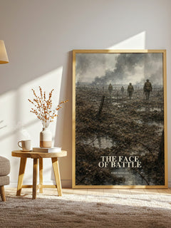 The Face of Battle watercolour print in frame leaning in hallway – non fiction wall art