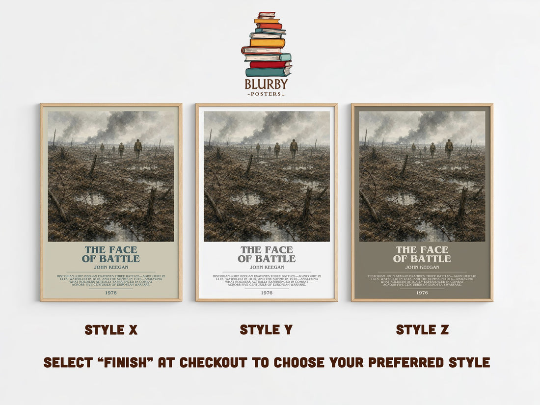 The Face of Battle Bookish Wall Art by John Keegan – Style X, Y and Z side by side – choose your finish