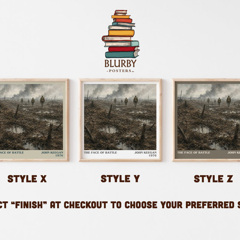 The Face of Battle literary print in frame leaning in hallway – non fiction wall art
