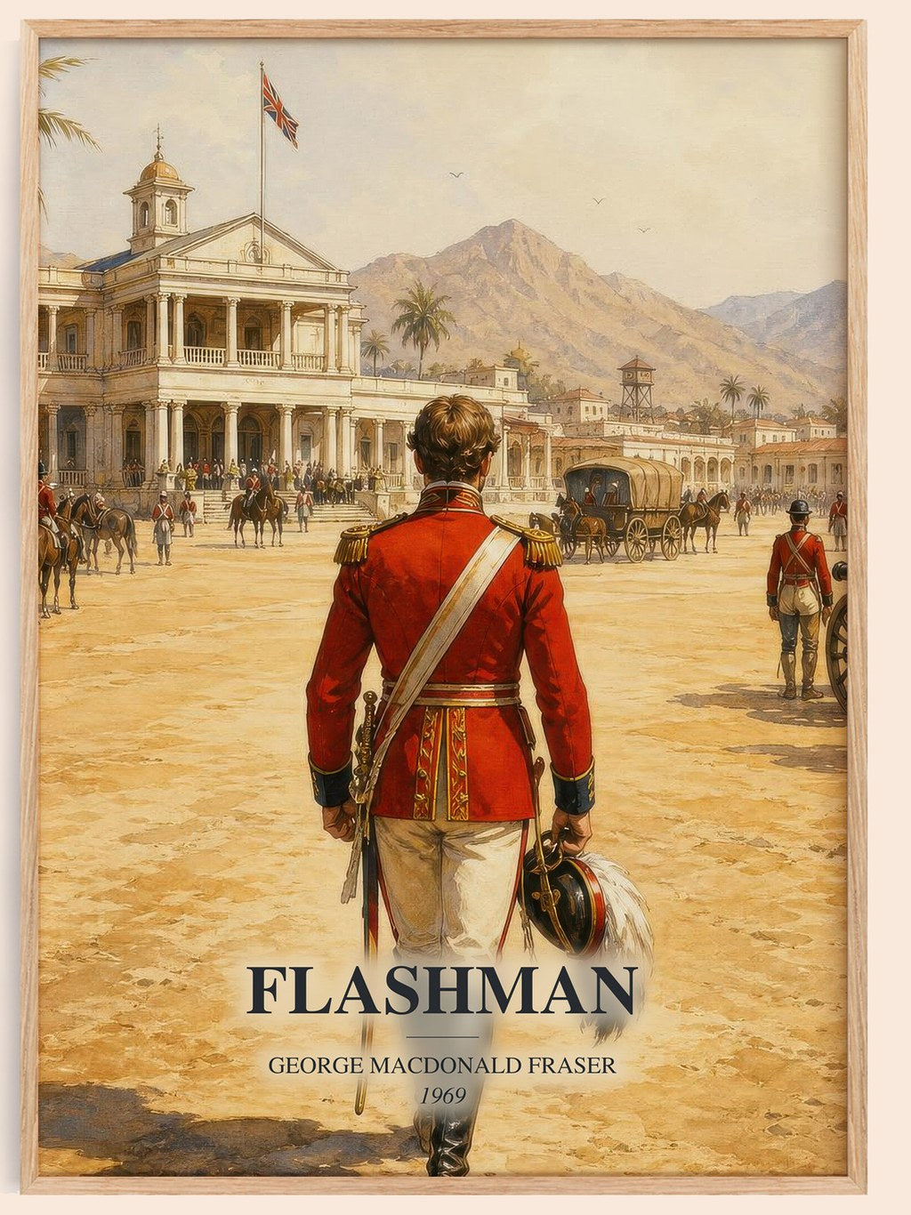 Flashman watercolour book poster by George MacDonald Fraser – framed literary art print