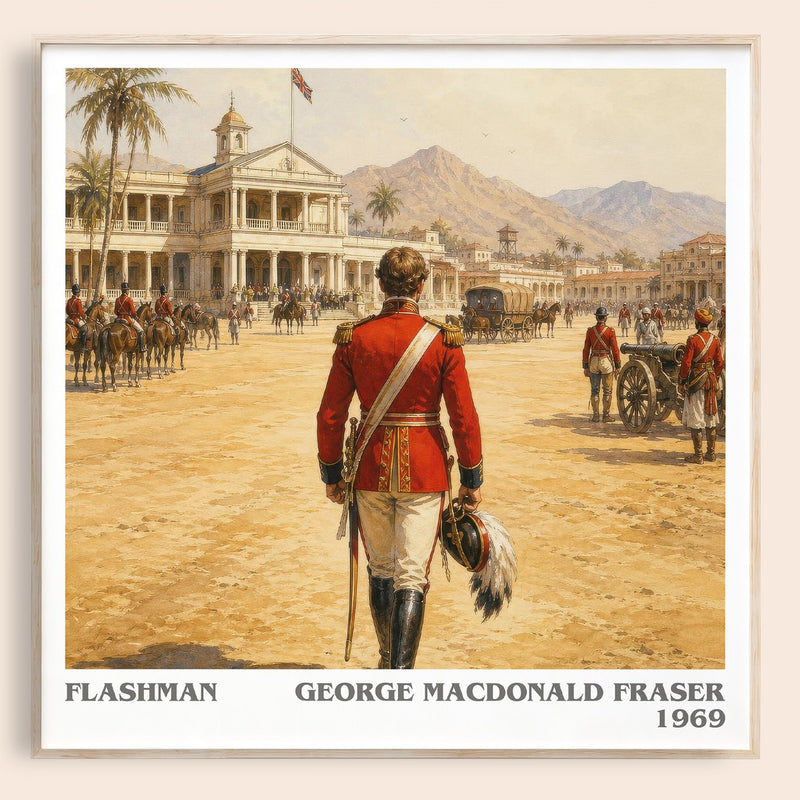 Flashman literary book poster by George MacDonald Fraser – framed literary art print