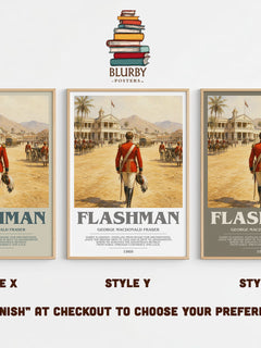 Flashman Bookish Wall Art by George MacDonald Fraser – Style X, Y and Z side by side – choose your finish