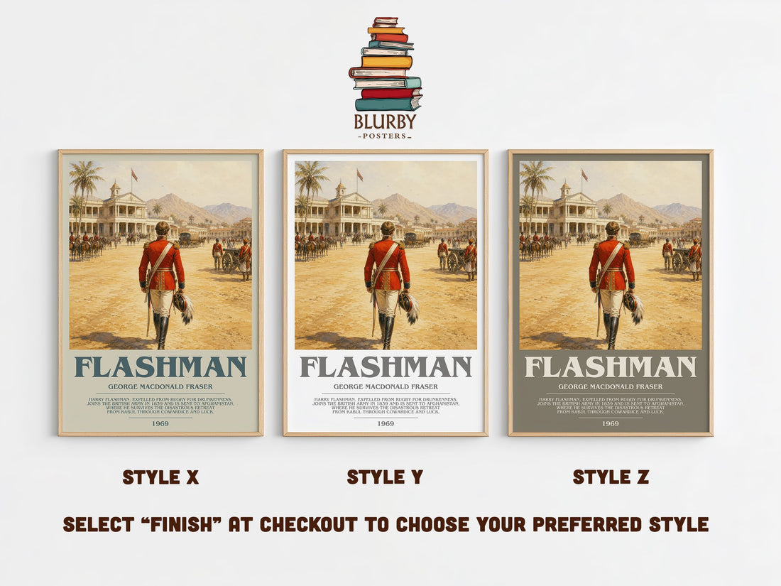 Flashman Bookish Wall Art by George MacDonald Fraser – Style X, Y and Z side by side – choose your finish