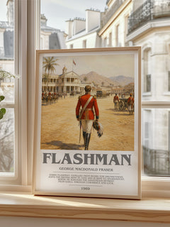 Flashman Bookish Wall Art by George MacDonald Fraser – framed print by a bright window