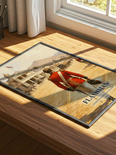 Flashman watercolour book poster framed on wall – historical fiction wall art