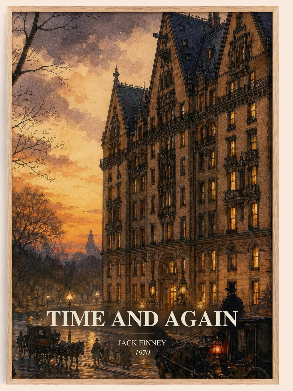 Time and Again watercolour book poster by Jack Finney – framed literary art print
