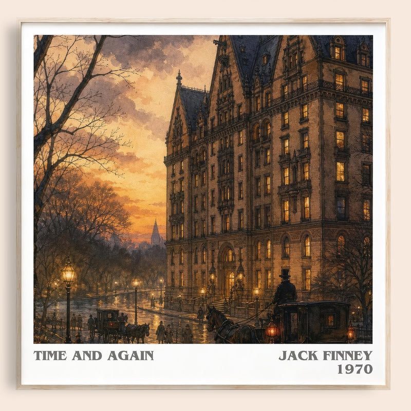Time and Again literary book poster by Jack Finney – framed literary art print