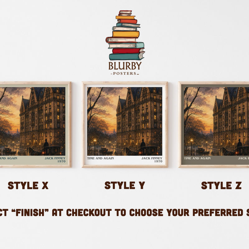 Time and Again literary print in frame leaning in hallway – historical fiction wall art
