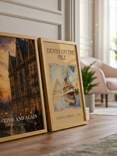 Time and Again watercolour print framed by window – literary home decor