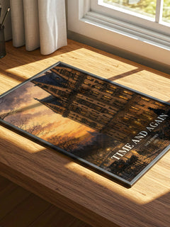 Time and Again watercolour book poster framed on wall – historical fiction wall art