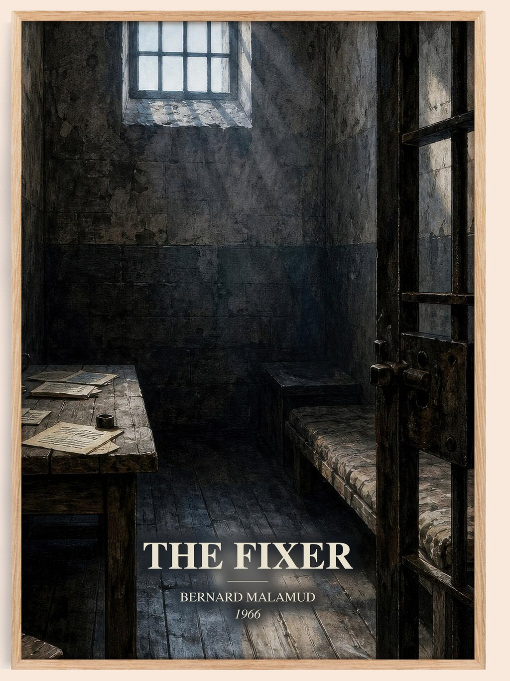 The Fixer watercolour book poster by Bernard Malamud – framed literary art print