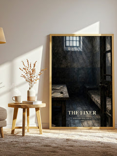 The Fixer watercolour print in frame leaning in hallway – historical fiction wall art
