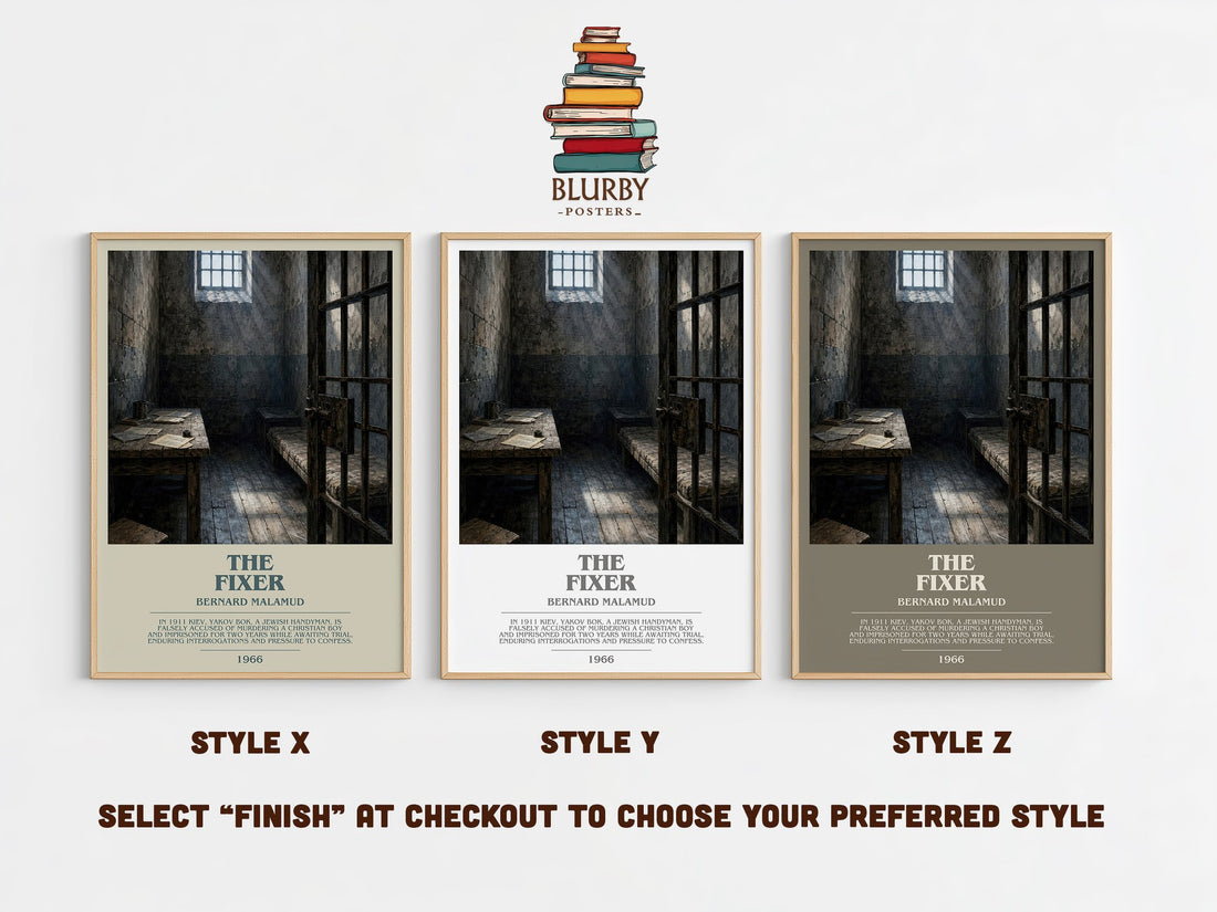 The Fixer Bookish Wall Art by Bernard Malamud – Style X, Y and Z side by side – choose your finish
