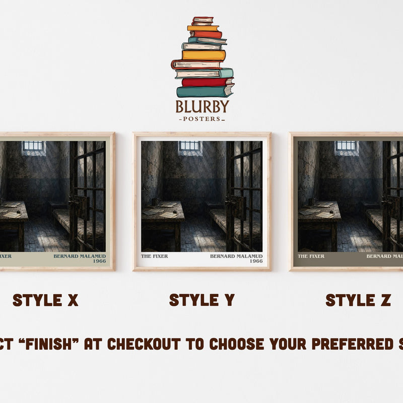 The Fixer literary print in frame leaning in hallway – historical fiction wall art