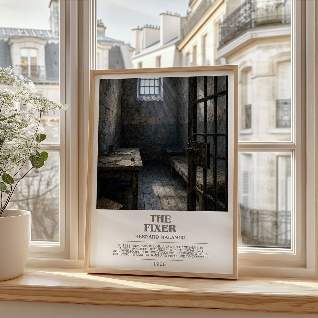 The Fixer Bookish Wall Art by Bernard Malamud – framed print by a bright window