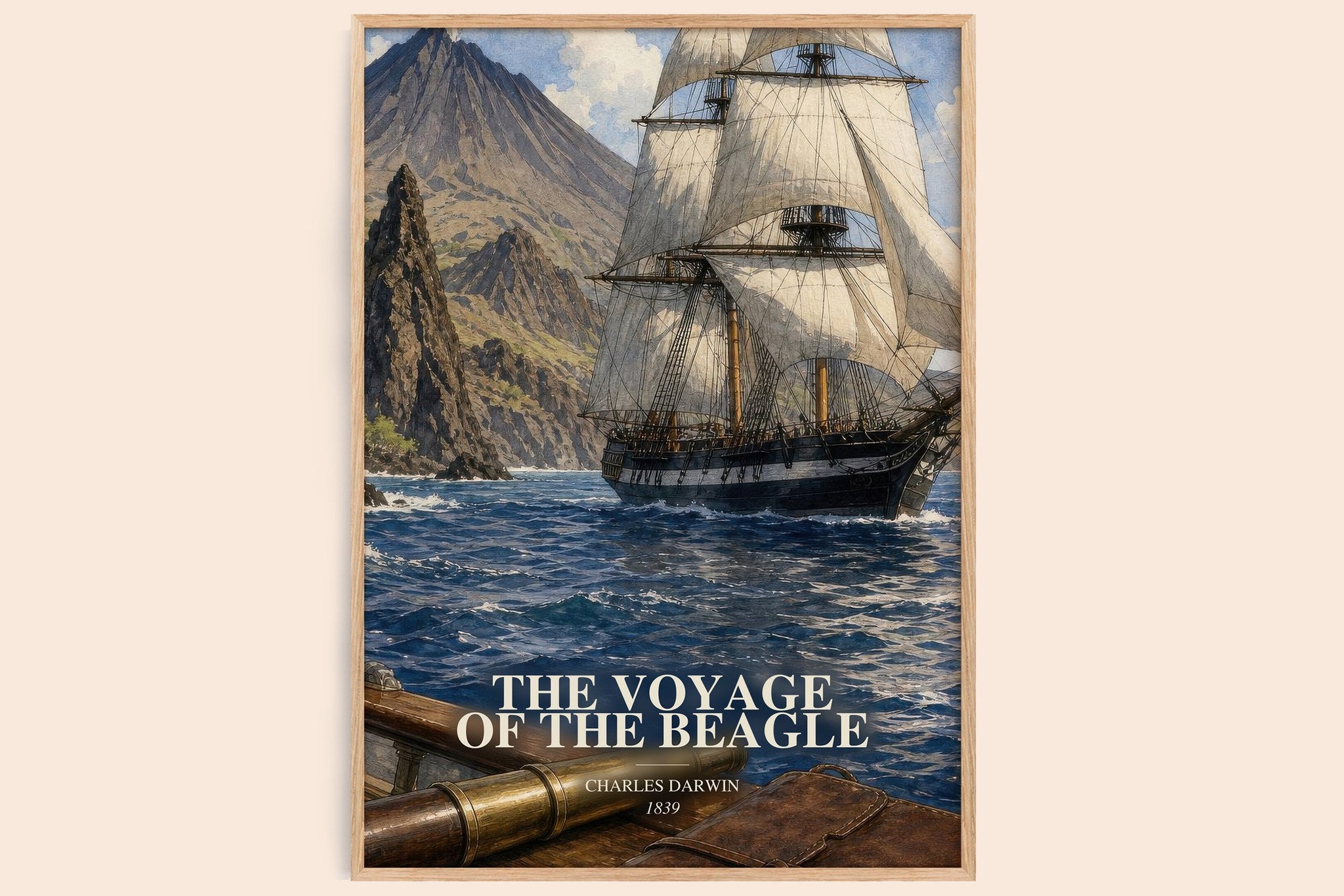 Voyage of the Beagle Book Watercolour Illustration by Charles Darwin