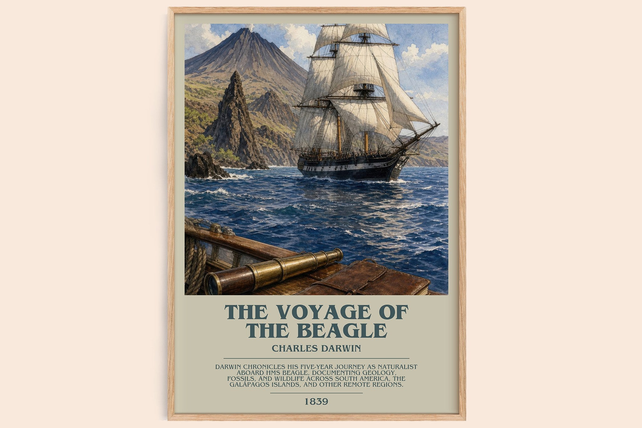 The Voyage of the Beagle Bookish Wall Art by Charles Darwin