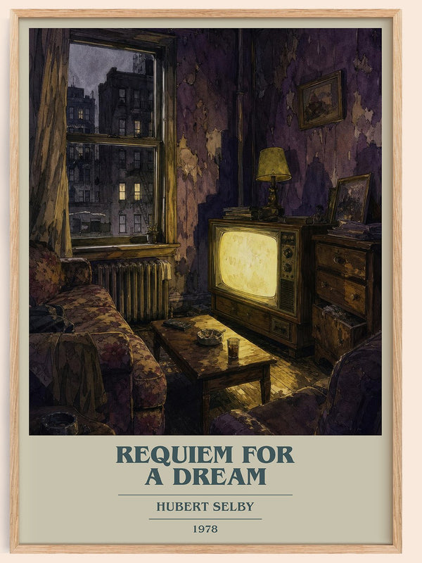 Requiem for a Dream book cover book poster by Hubert Selby – framed literary art print