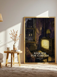 Requiem for a Dream watercolour print in frame leaning in hallway – literary fiction wall art