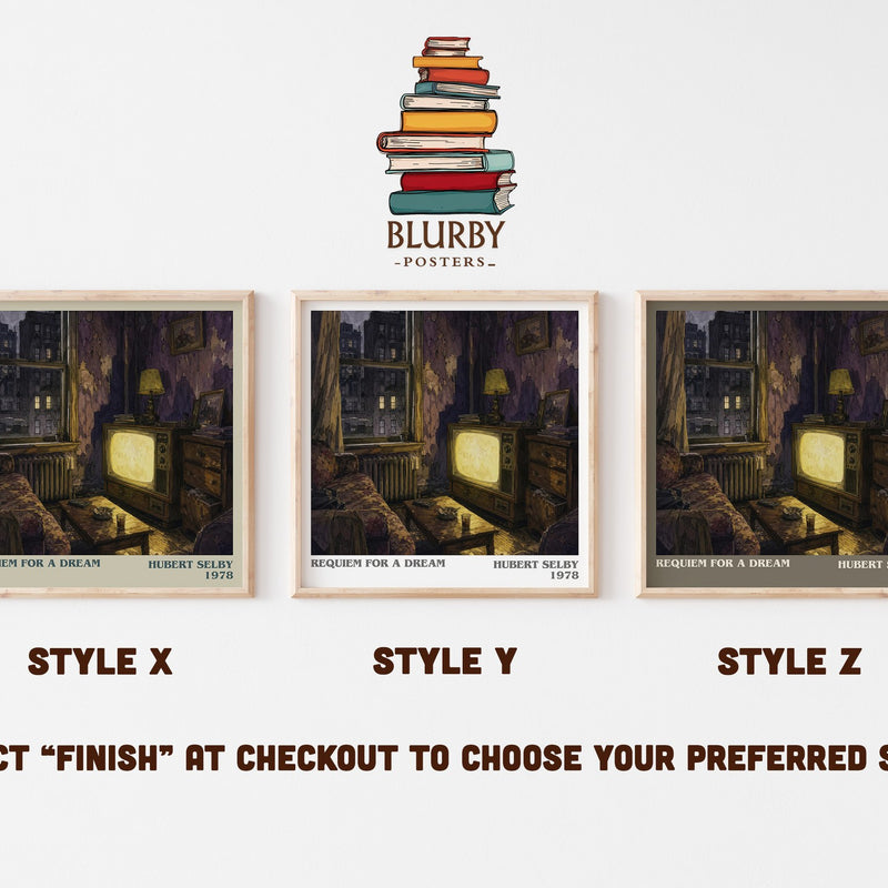 Requiem for a Dream literary print in frame leaning in hallway – literary fiction wall art