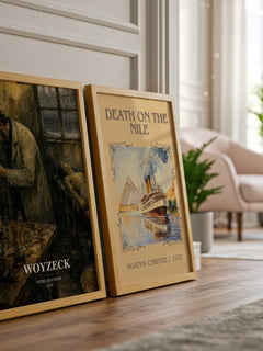 Woyzeck watercolour print framed by window – literary home decor