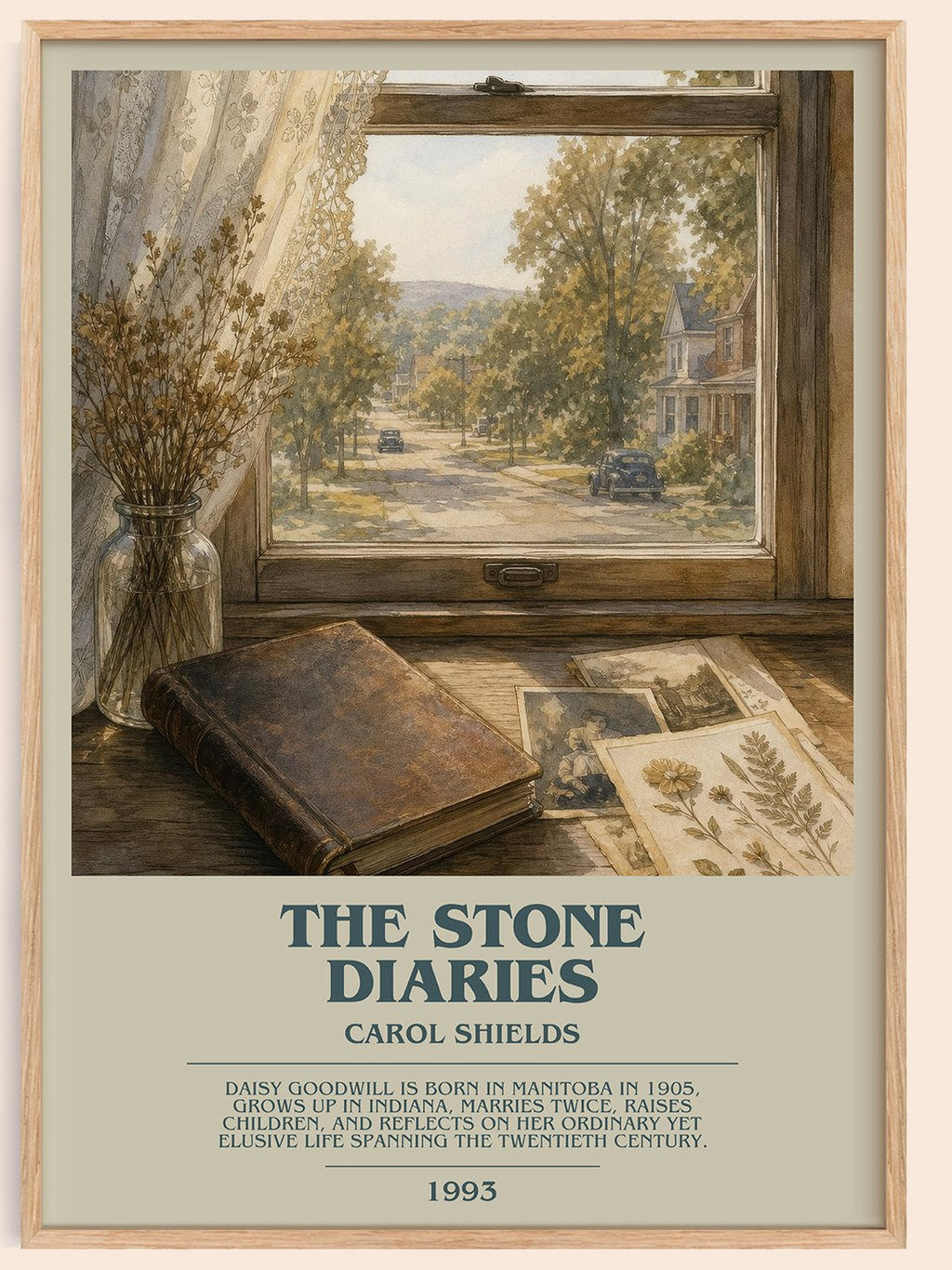 The Stone Diaries Bookish Wall Art by Carol Shields – framed poster