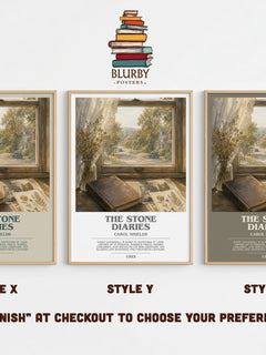 The Stone Diaries Bookish Wall Art by Carol Shields – Style X, Y and Z side by side – choose your finish